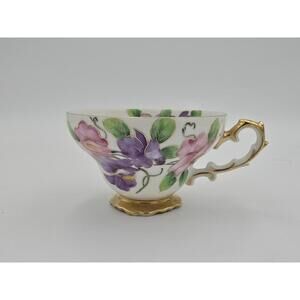 Vintage Chubu China Handpainted Floral Tea Cup with Gold Accents